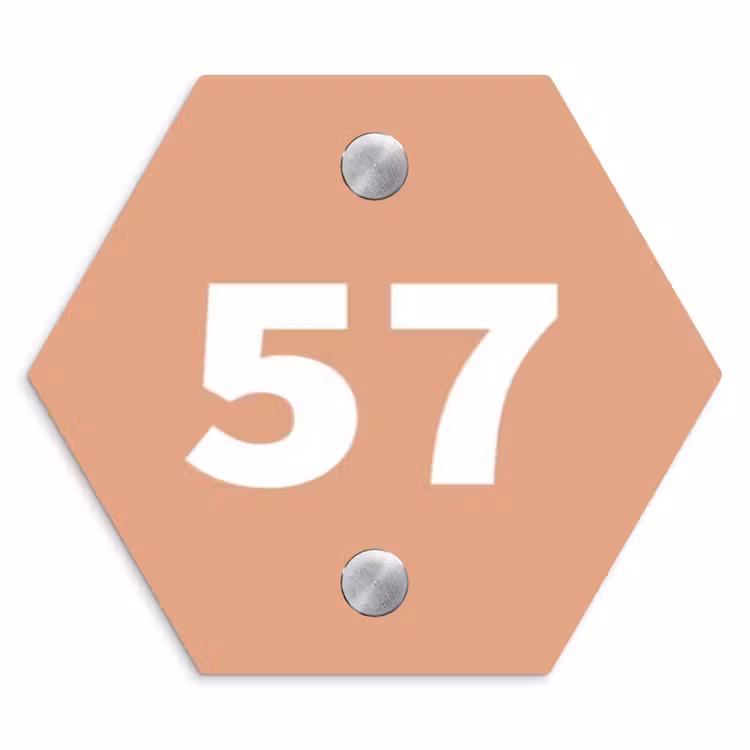 Naambordje voordeur - Hexagon - Zalmroze - Traditioneel — 1