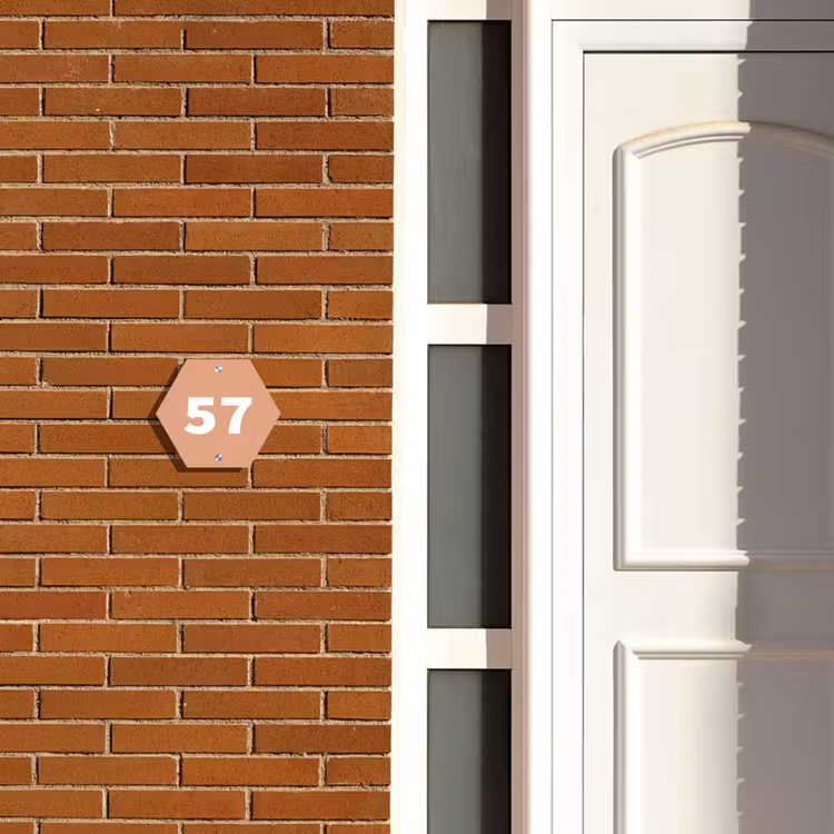 Naambordje voordeur - Hexagon - Zalmroze - Traditioneel — 2