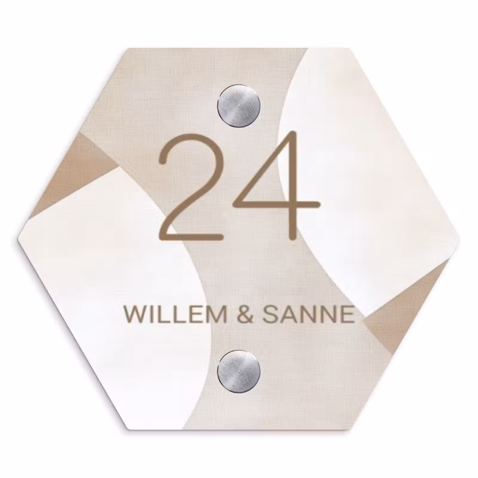 Naambordje voordeur - Hexagon - Abstract beige - Klassiek — 1