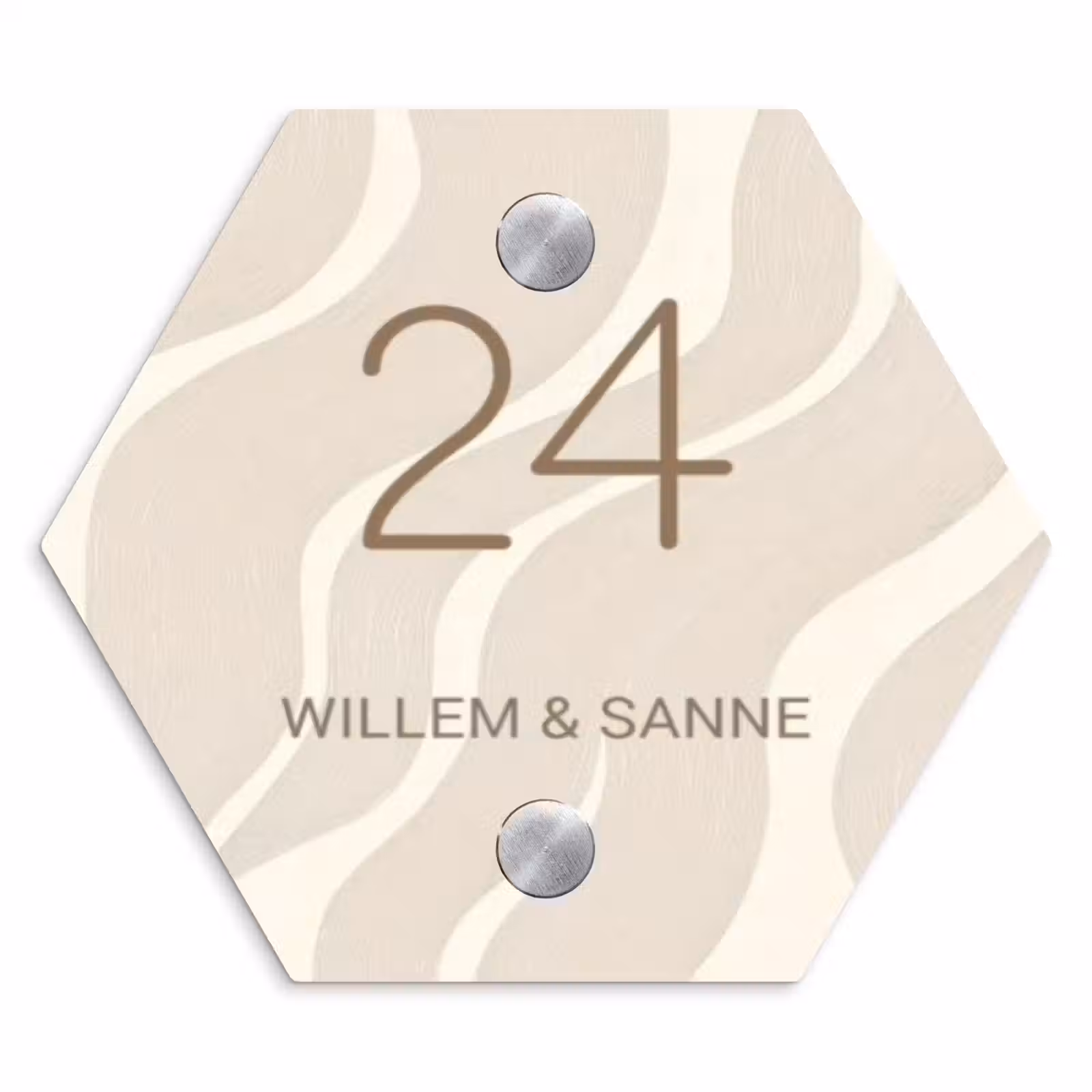 Naambordje voordeur - Hexagon - Beige golven - Klassiek — 1
