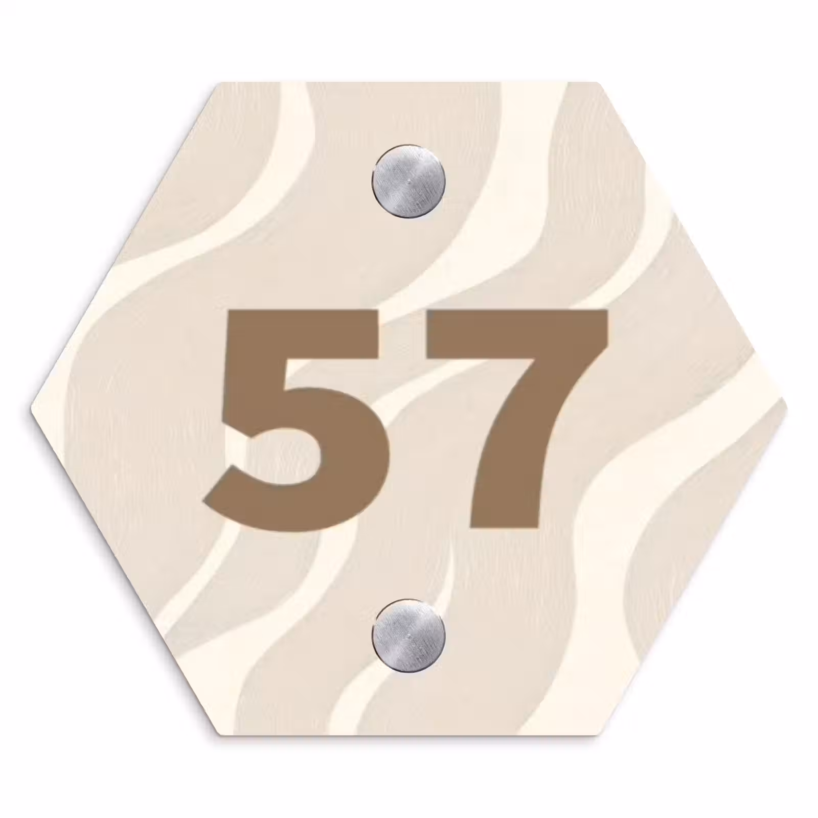 Naambordje voordeur - Hexagon - Beige golven - Traditioneel — 1
