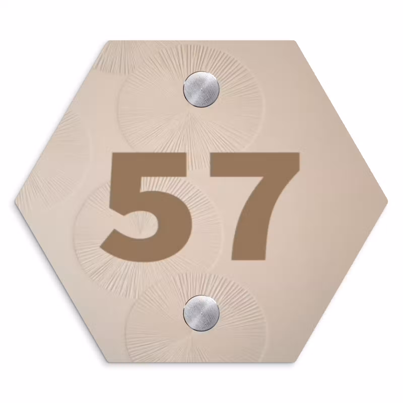 Naambordje voordeur - Hexagon - Beige reliëf lijnen - Traditioneel — 1