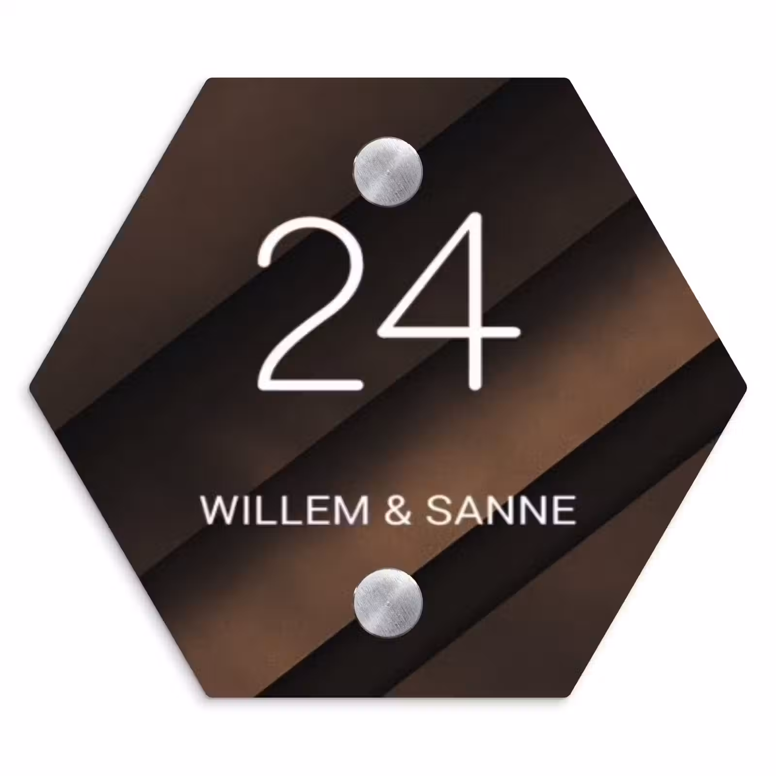 Naambordje voordeur - Hexagon - Bruine diagonale banen - Klassiek — 1