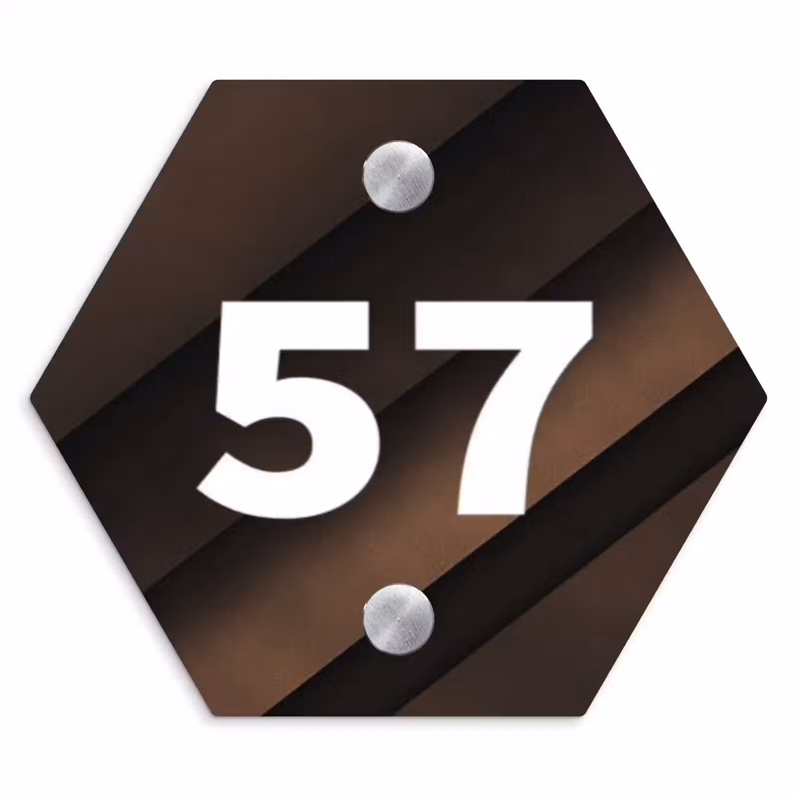 Naambordje voordeur - Hexagon - Bruine diagonale banen - Traditioneel — 1