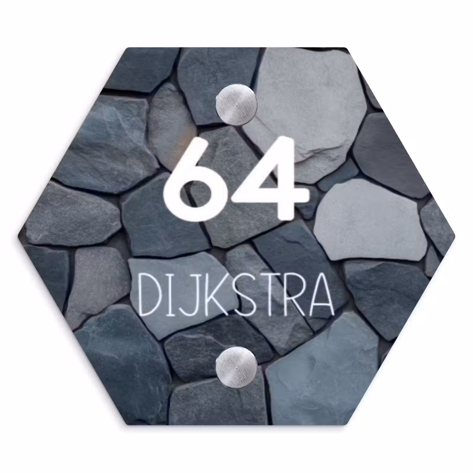 Naambordje voordeur - Hexagon - Donkergrijze stenen - Modern — 1