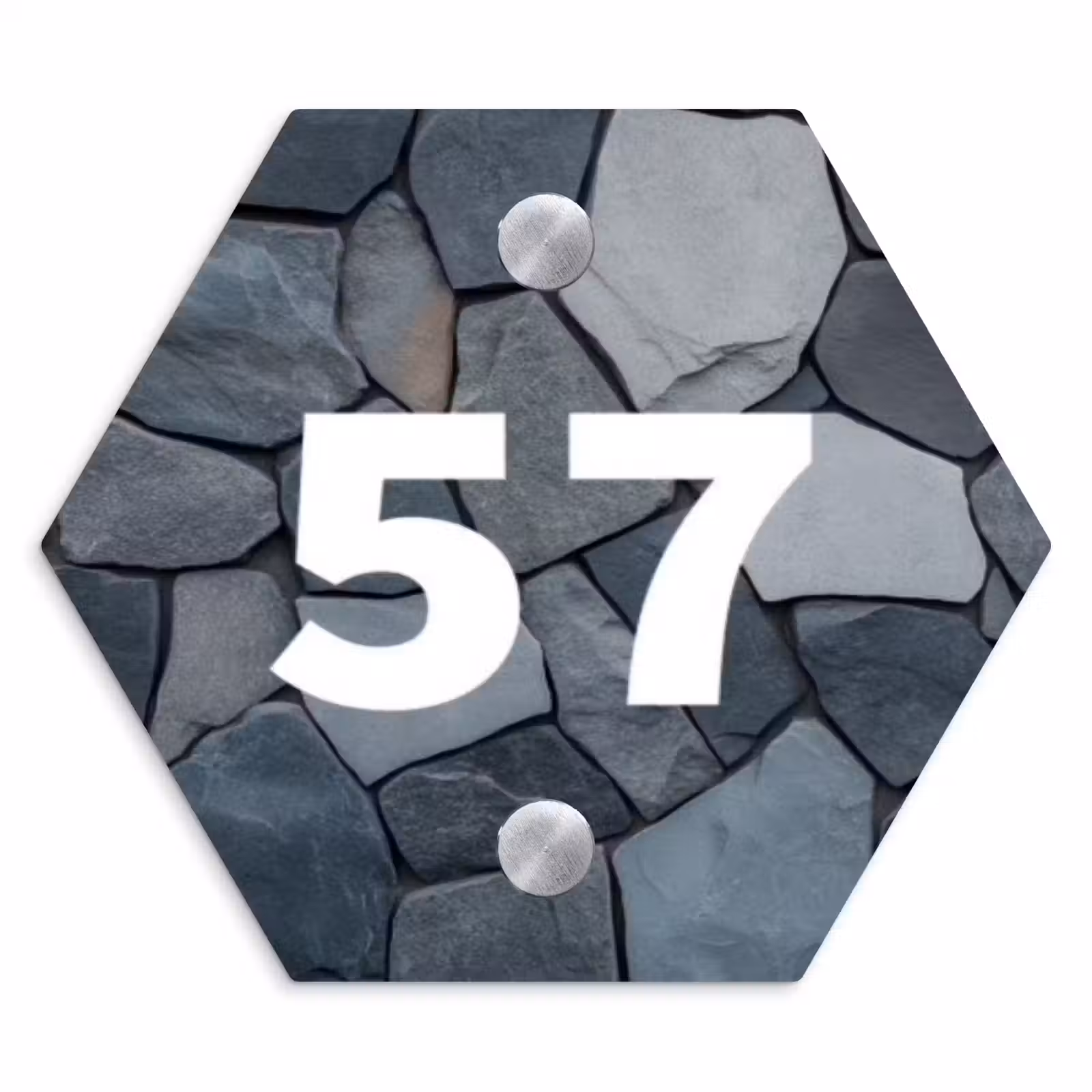 Naambordje voordeur - Hexagon - Donkergrijze stenen - Traditioneel — 1