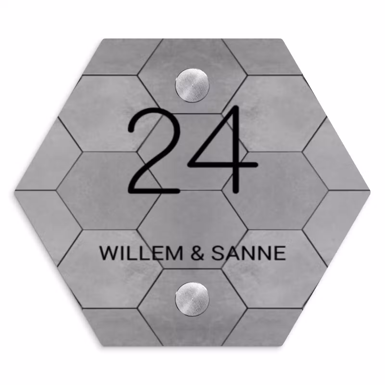 Naambordje voordeur - Hexagon - Grijze tegels - Klassiek — 1