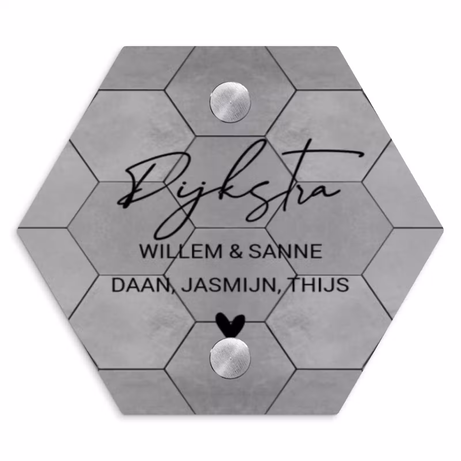 Naambordje voordeur - Hexagon - Grijze tegels - Sierlijk — 1