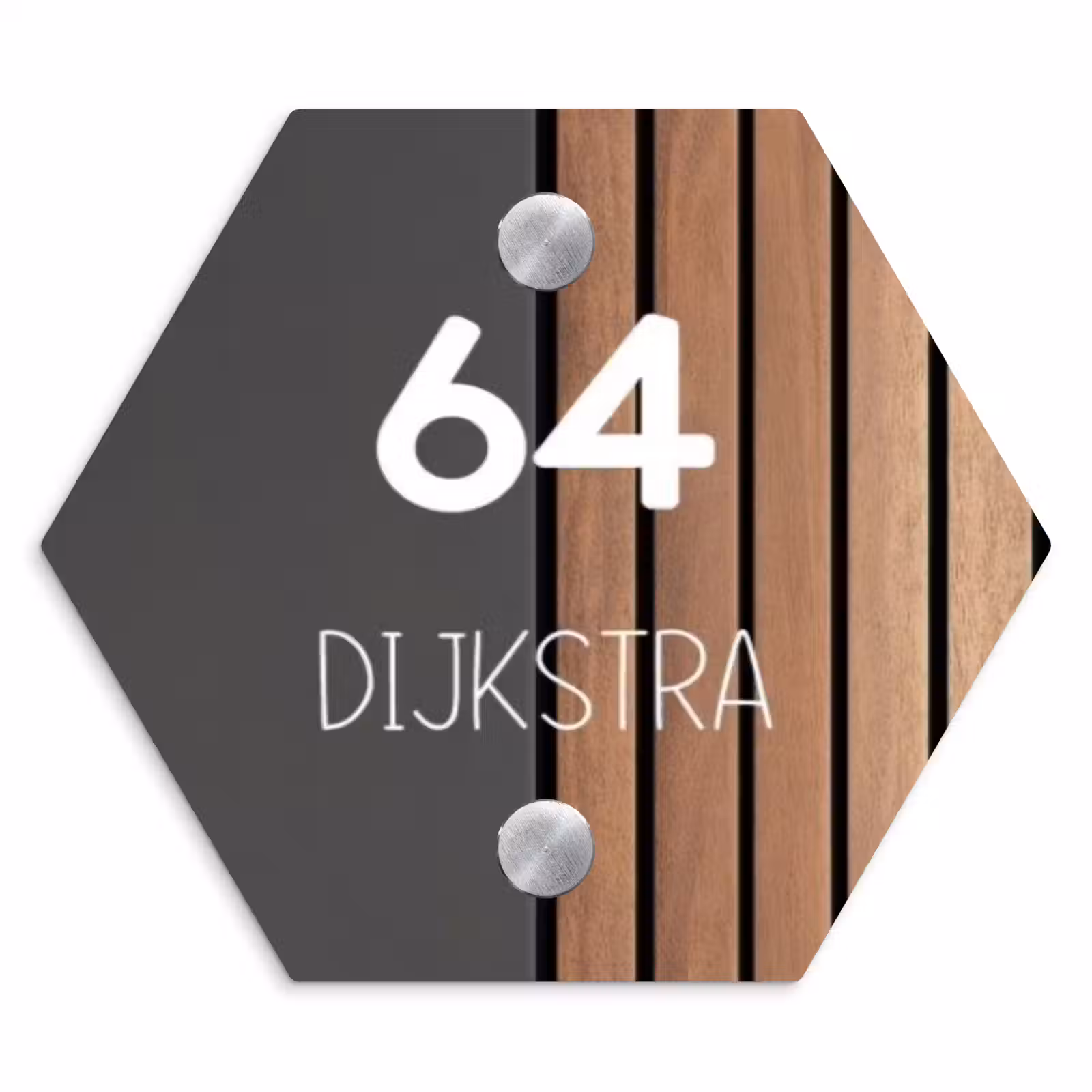Naambordje voordeur - Hexagon - Hout en antraciet - Modern — 1