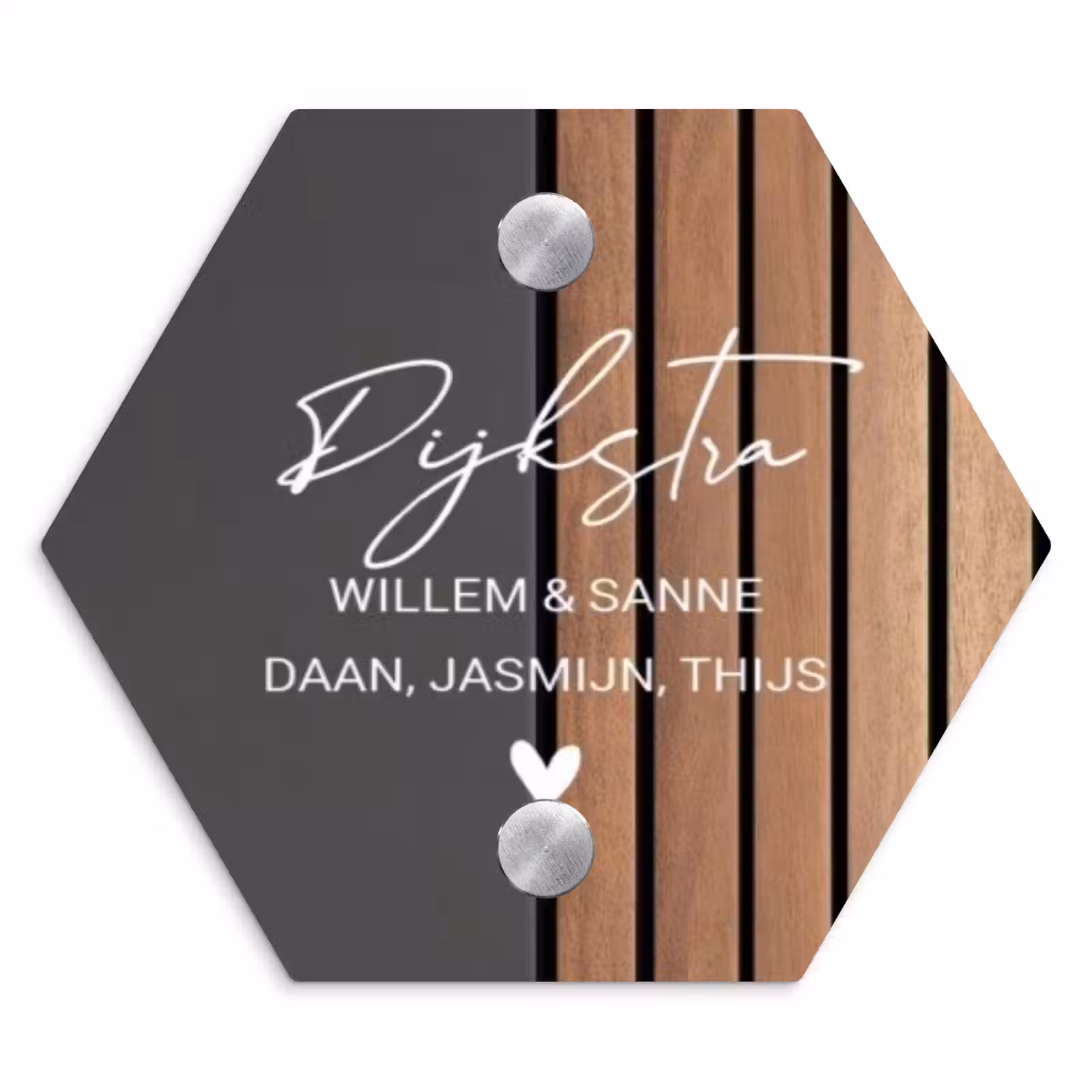 Naambordje voordeur - Hexagon - Hout en antraciet - Sierlijk — 1