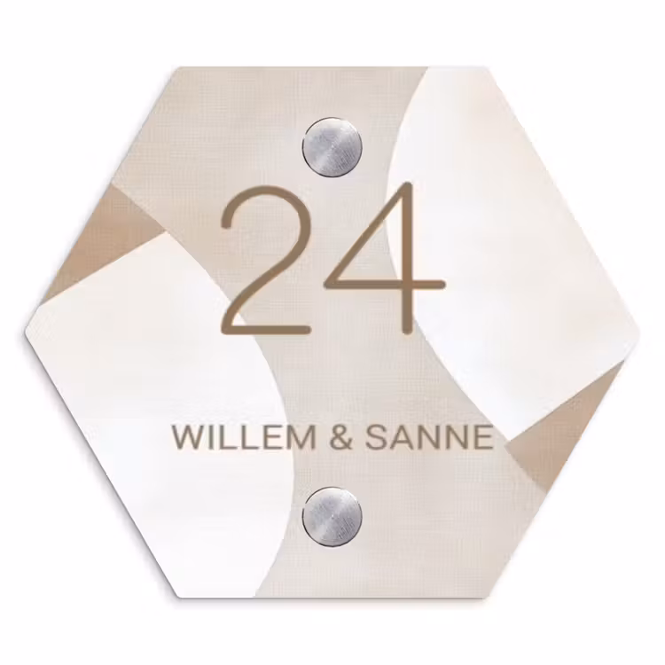 Naambordje voordeur - Hexagon - Abstract beige - Klassiek — 1