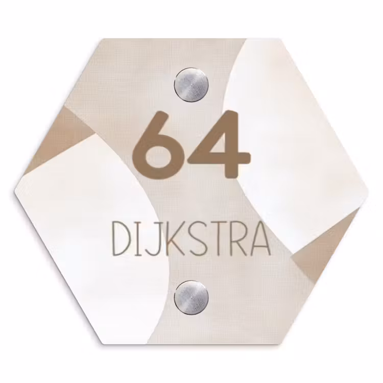 Naambordje voordeur - Hexagon - Abstract beige - Modern — 1