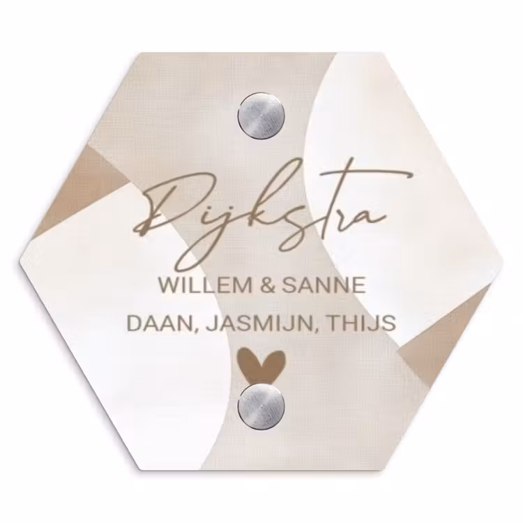Naambordje voordeur - Hexagon - Abstract beige - Sierlijk — 1