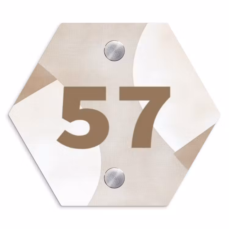 Naambordje voordeur - Hexagon - Abstract beige - Traditioneel — 1