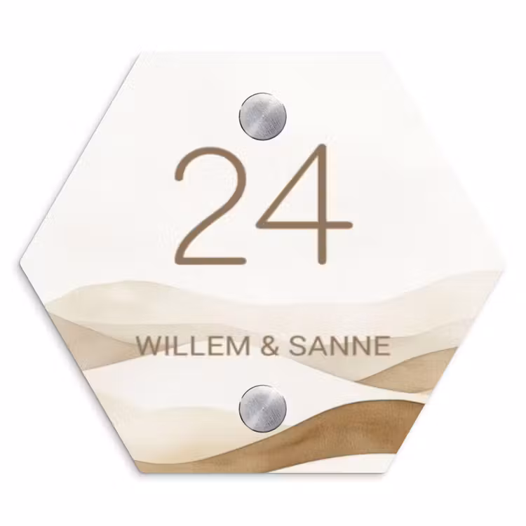 Naambordje voordeur - Hexagon - Beige landschap - Klassiek — 1