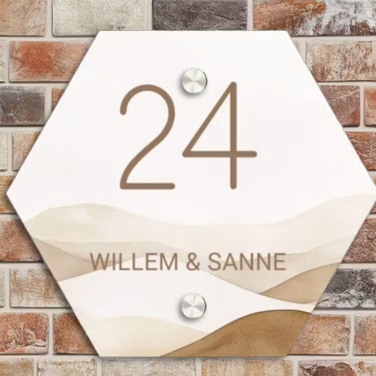 Naambordje voordeur - Hexagon - Beige landschap - Klassiek — 4