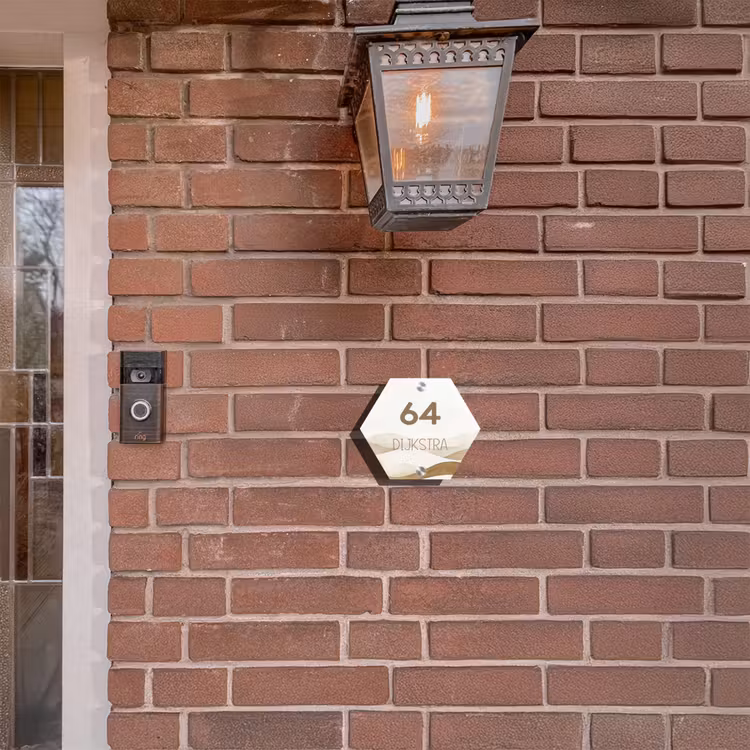 Naambordje voordeur - Hexagon - Beige landschap - Modern — 3