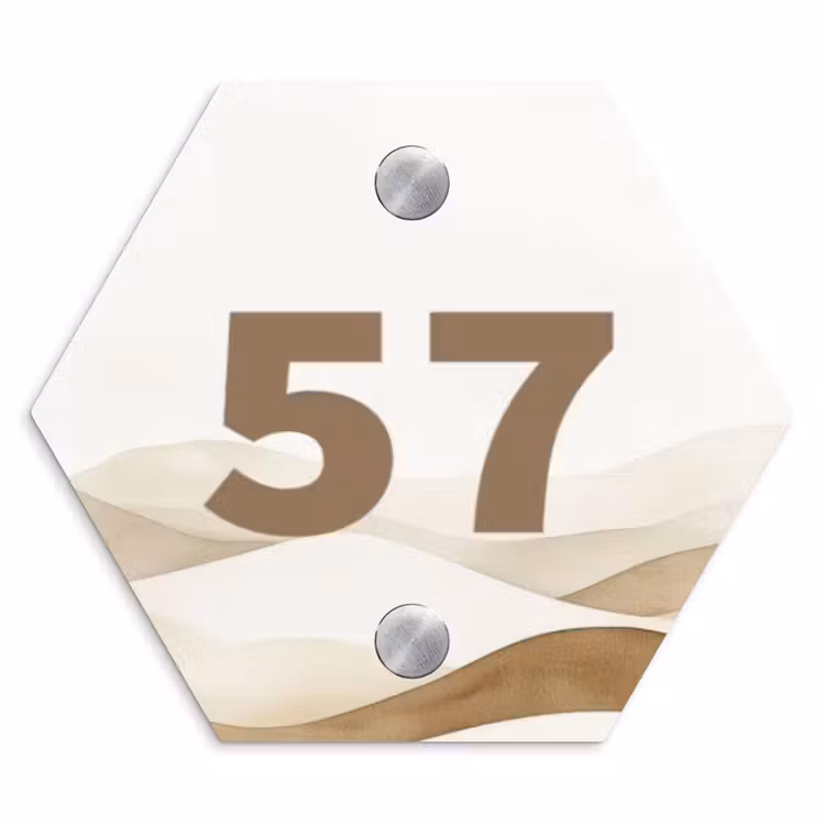 Naambordje voordeur - Hexagon - Beige landschap - Traditioneel — 1