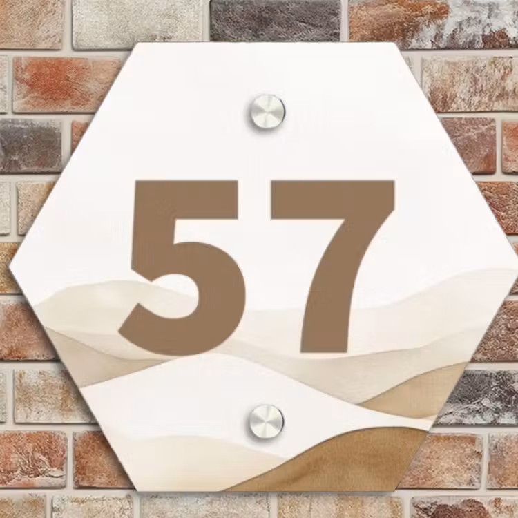 Naambordje voordeur - Hexagon - Beige landschap - Traditioneel — 4