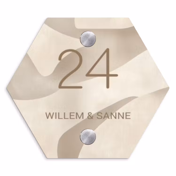 Naambordje voordeur - Hexagon - Beige organisch - Klassiek — 1