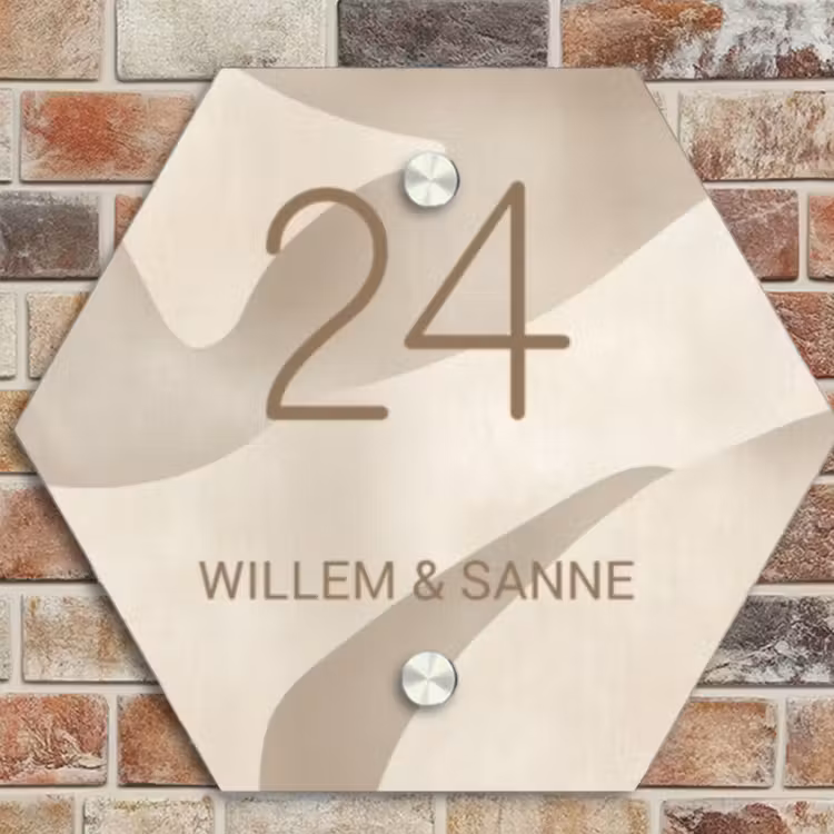 Naambordje voordeur - Hexagon - Beige organisch - Klassiek — 4