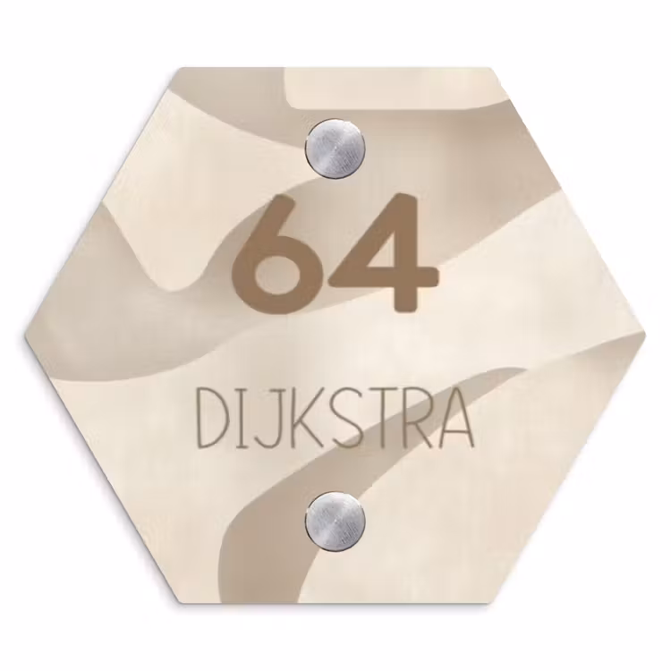Naambordje voordeur - Hexagon - Beige organisch - Modern — 1