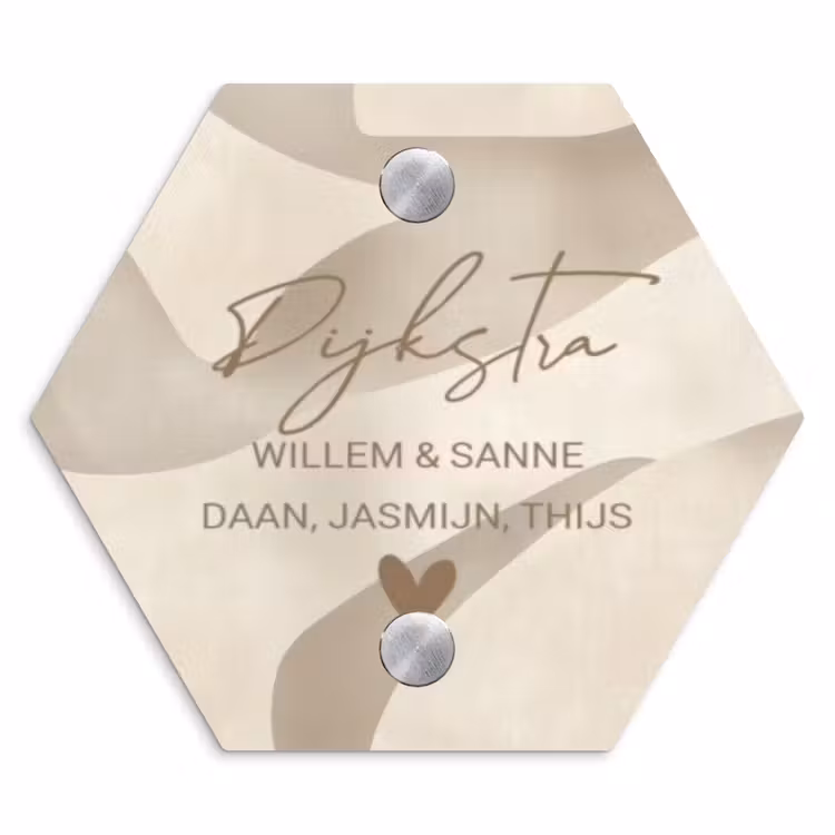 Naambordje voordeur - Hexagon - Beige organisch - Sierlijk — 1