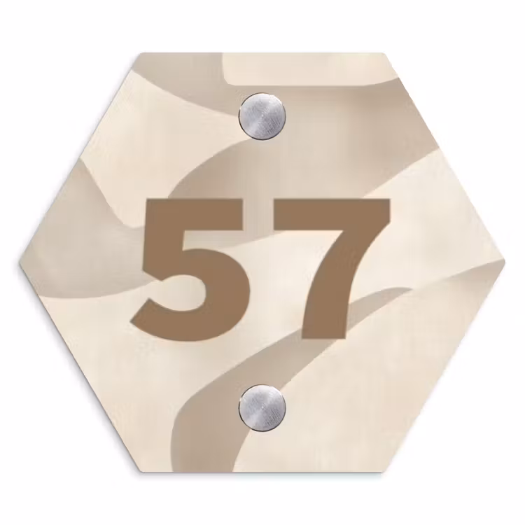 Naambordje voordeur - Hexagon - Beige organisch - Traditioneel — 1