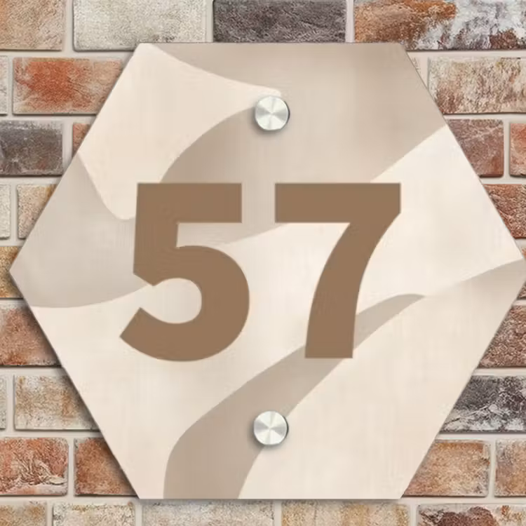 Naambordje voordeur - Hexagon - Beige organisch - Traditioneel — 4