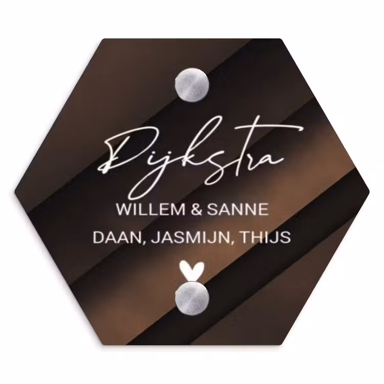 Naambordje voordeur - Hexagon - Bruine diagonale banen - Sierlijk — 1