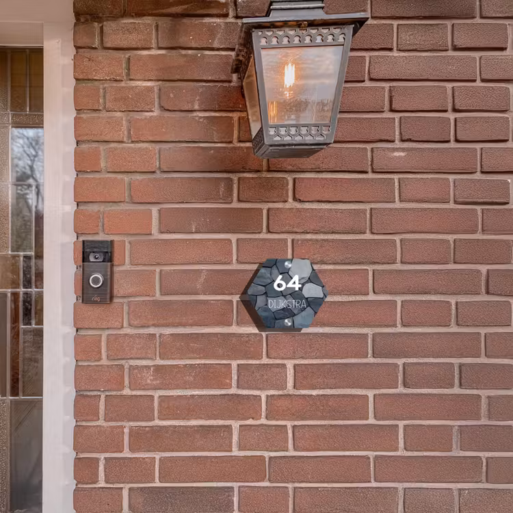 Naambordje voordeur - Hexagon - Donkergrijze stenen - Modern — 3