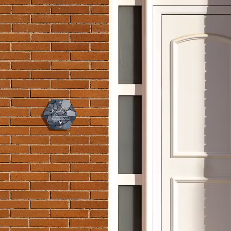Naambordje voordeur - Hexagon - Donkergrijze stenen - Sierlijk — 2