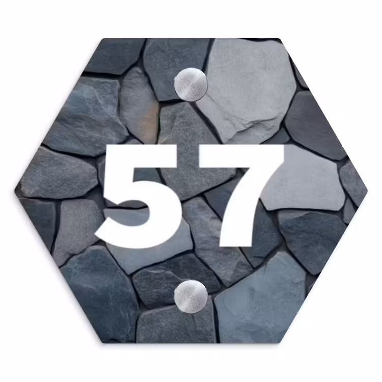 Naambordje voordeur - Hexagon - Donkergrijze stenen - Traditioneel — 1