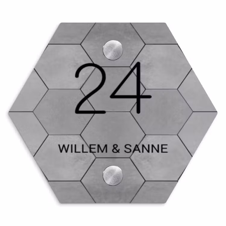 Naambordje voordeur - Hexagon - Grijze tegels - Klassiek — 1