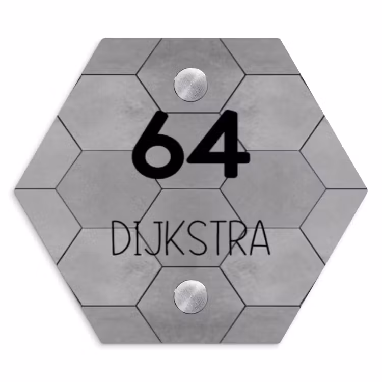 Naambordje voordeur - Hexagon - Grijze tegels - Modern — 1