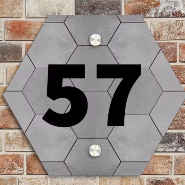 Naambordje voordeur - Hexagon - Grijze tegels - Traditioneel — 4