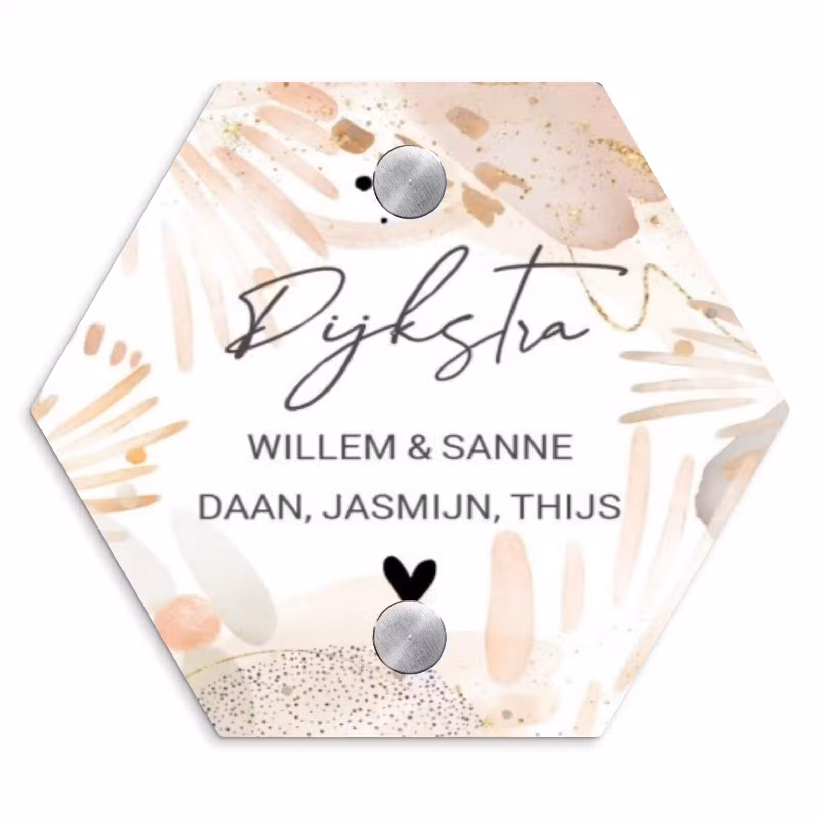 Naambordje voordeur - Hexagon - Abstract beige - Sierlijk — 1