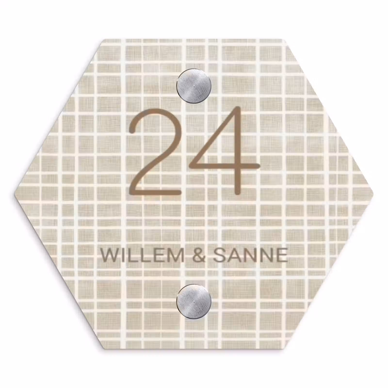 Naambordje voordeur - Hexagon - Beige raster - Klassiek — 1