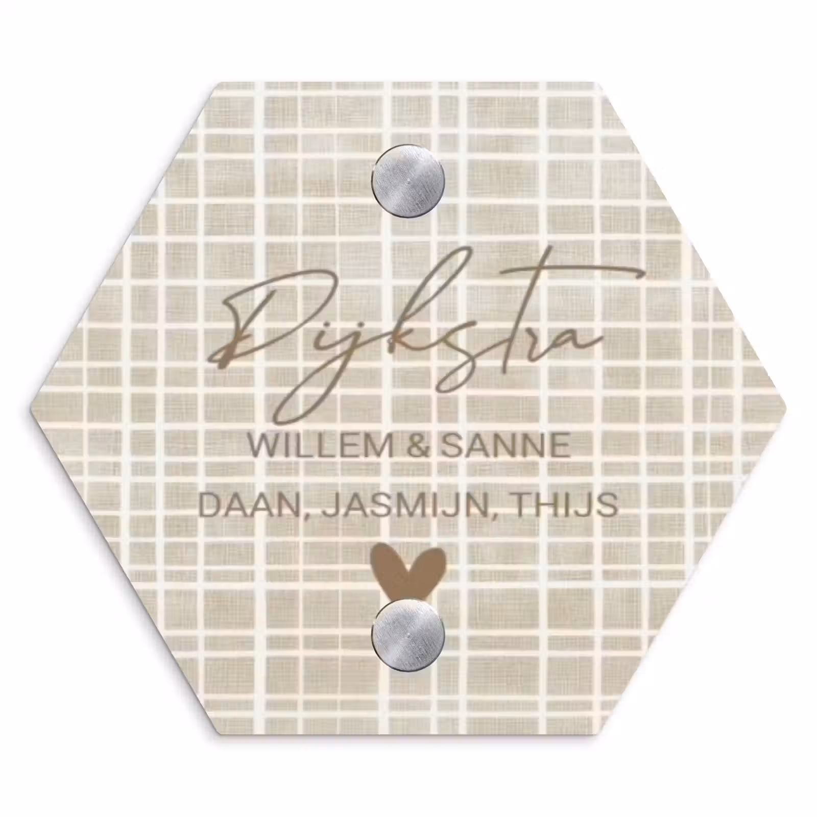 Naambordje voordeur - Hexagon - Beige raster - Sierlijk — 1