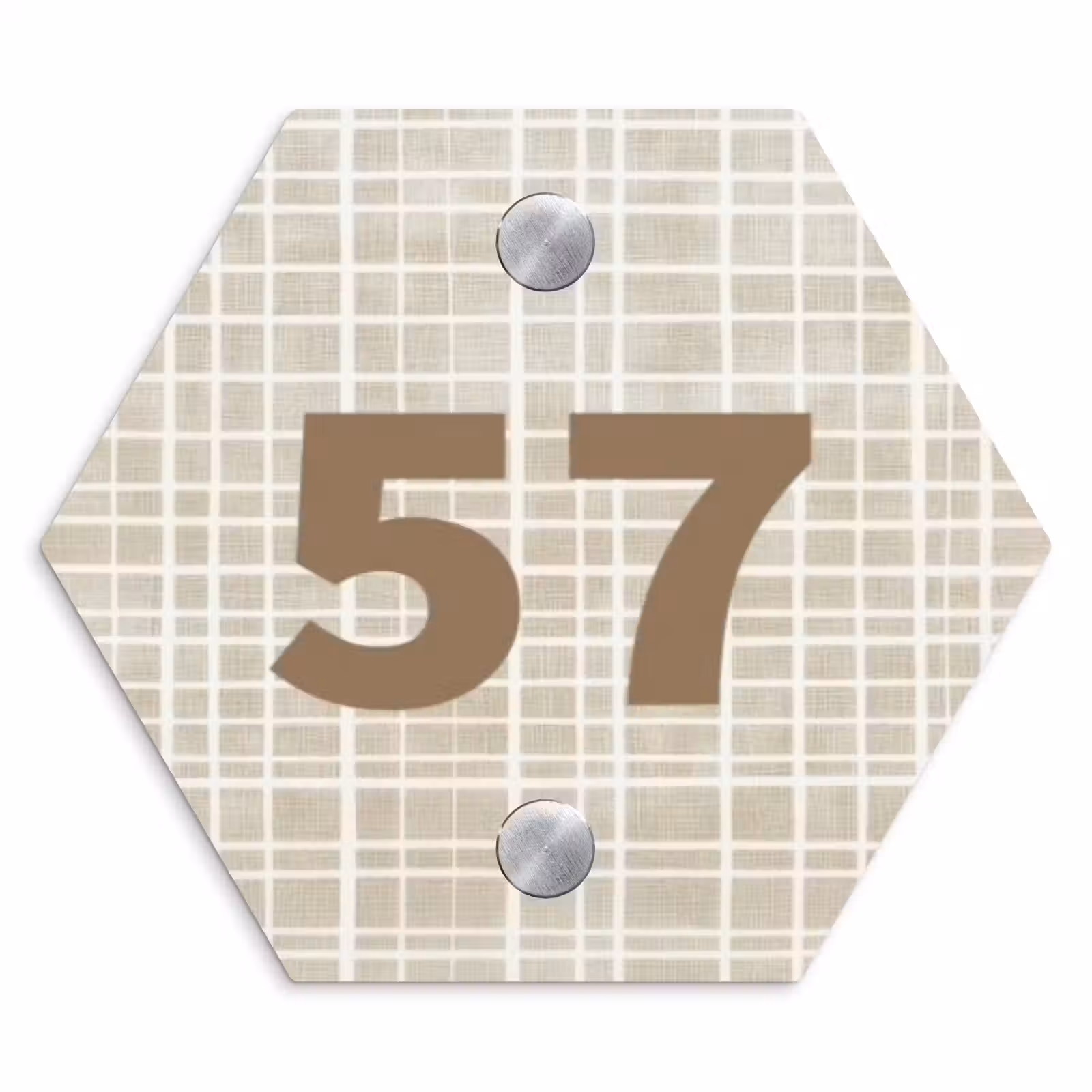 Naambordje voordeur - Hexagon - Beige raster - Traditioneel — 1