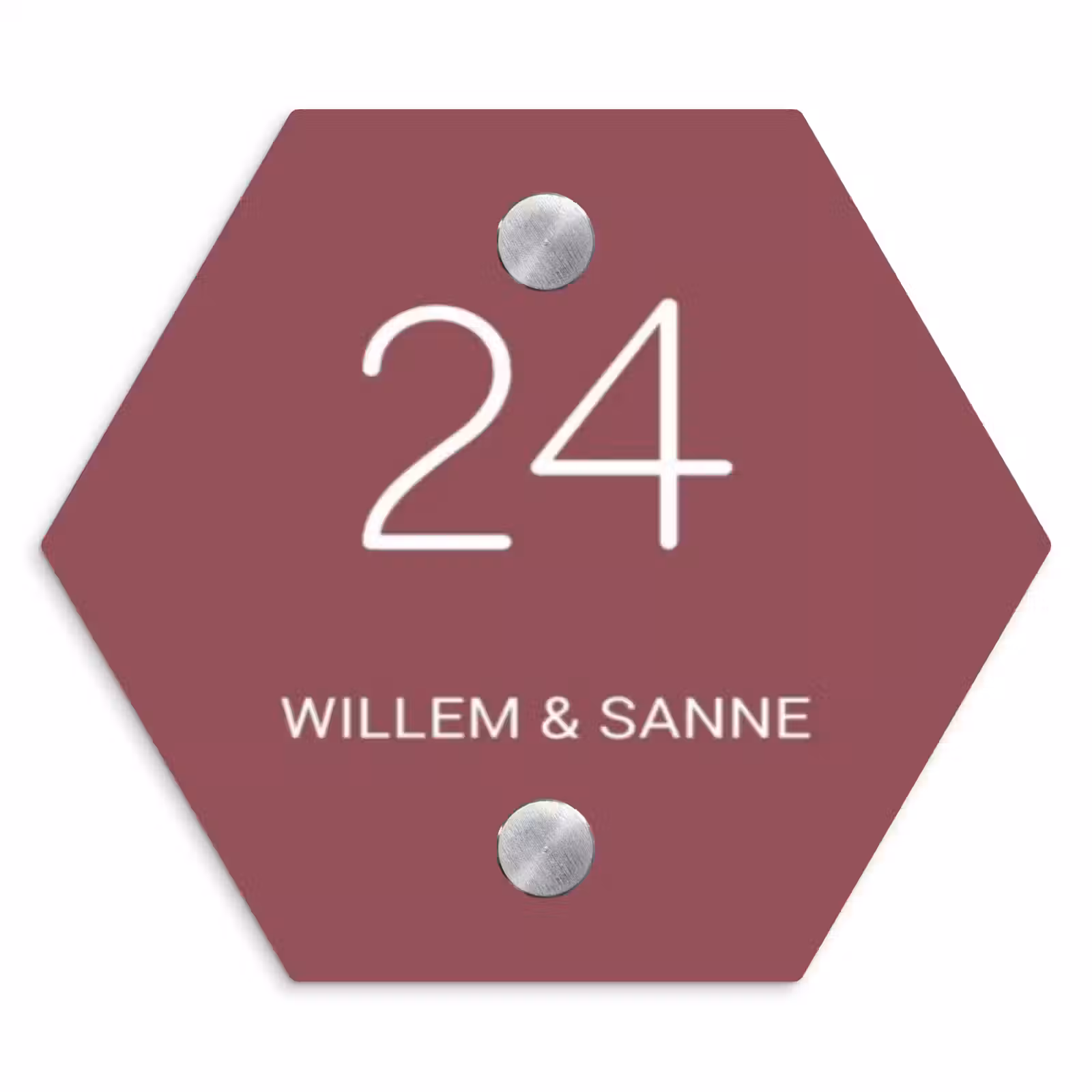 Naambordje voordeur - Hexagon - Donker oudroze - Klassiek — 1