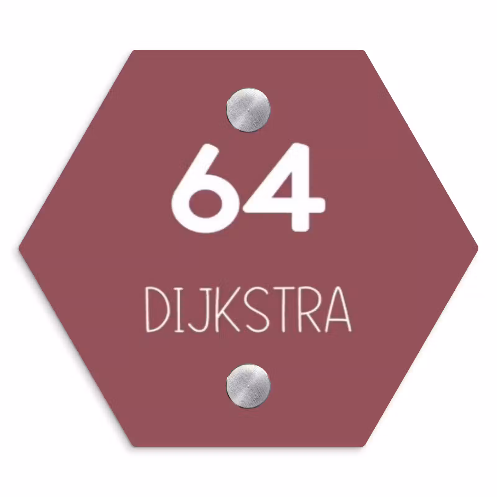 Naambordje voordeur - Hexagon - Donker oudroze - Modern — 1