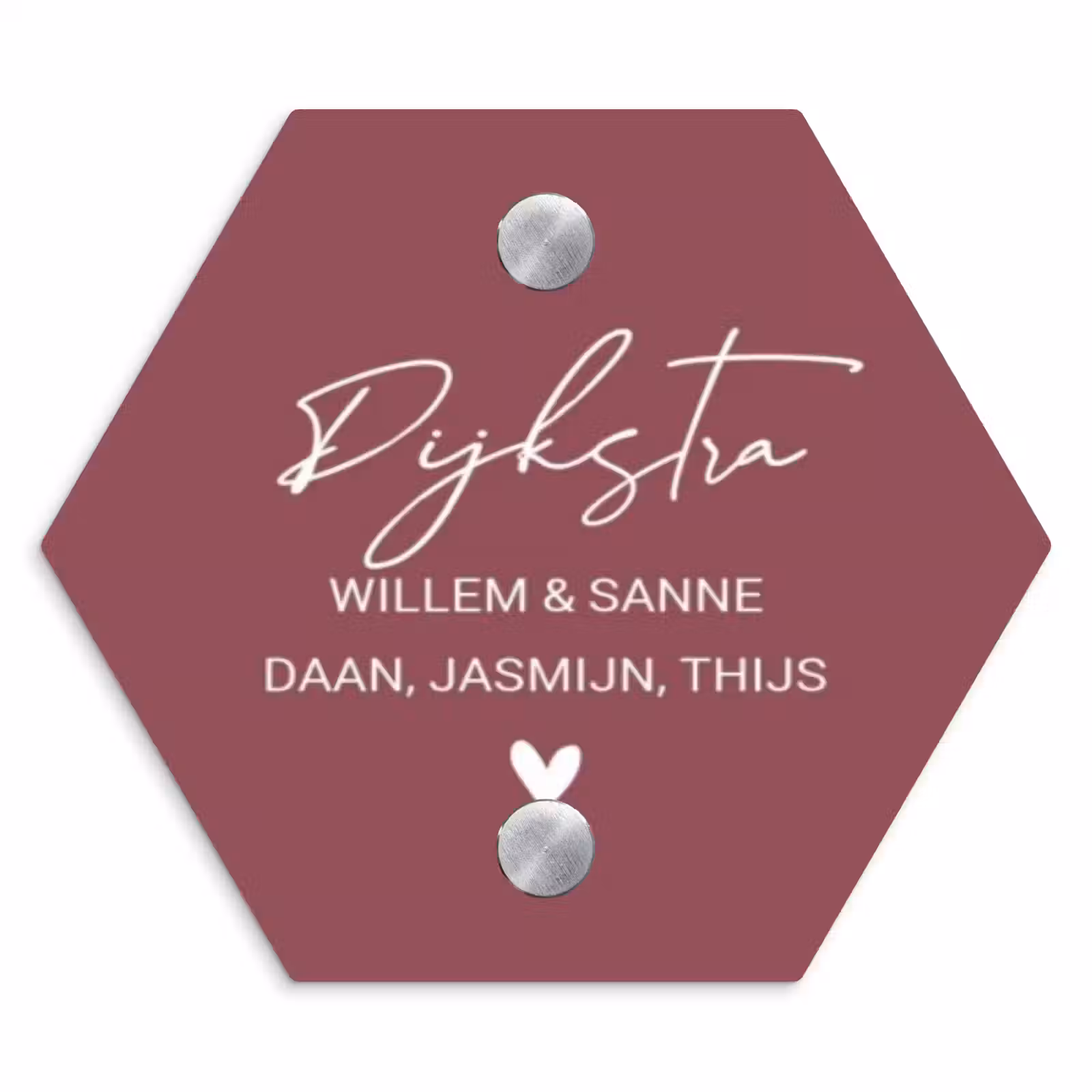 Naambordje voordeur - Hexagon - Donker oudroze - Sierlijk — 1