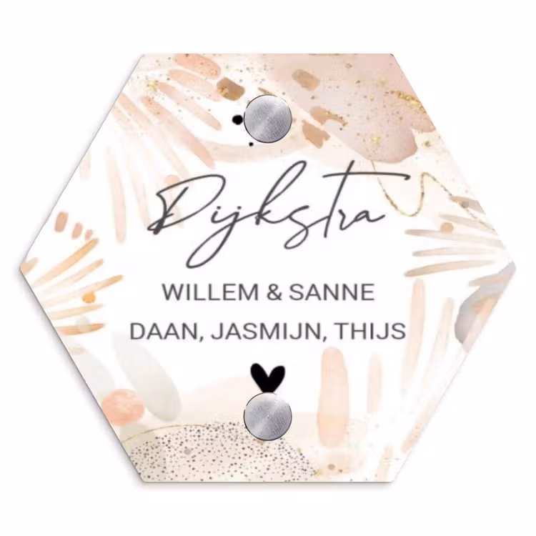 Naambordje voordeur - Hexagon - Abstract beige - Sierlijk — 1