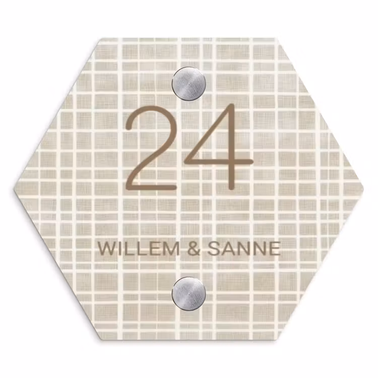 Naambordje voordeur - Hexagon - Beige raster - Klassiek — 1