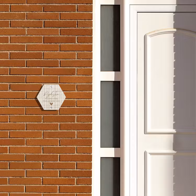 Naambordje voordeur - Hexagon - Beige raster - Sierlijk — 2