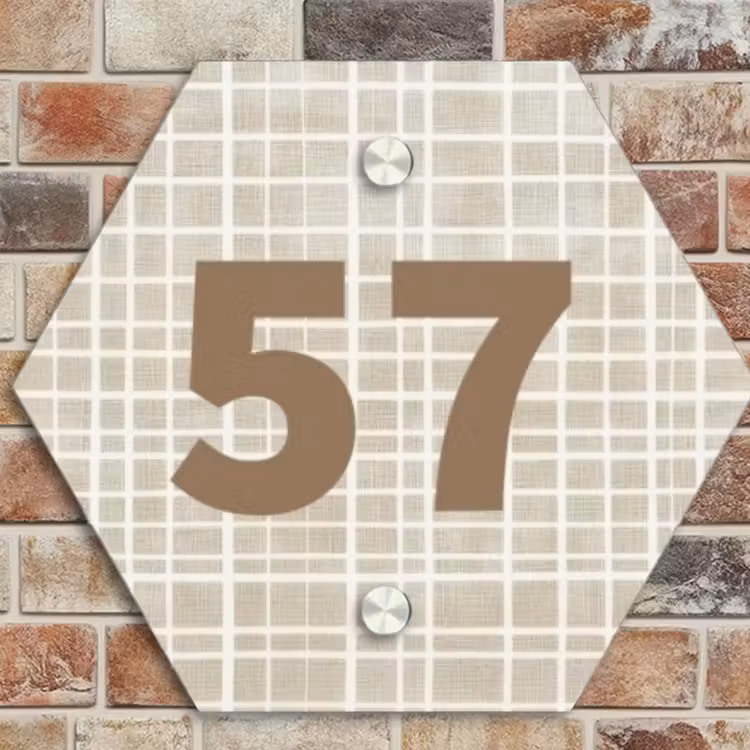 Naambordje voordeur - Hexagon - Beige raster - Traditioneel — 4