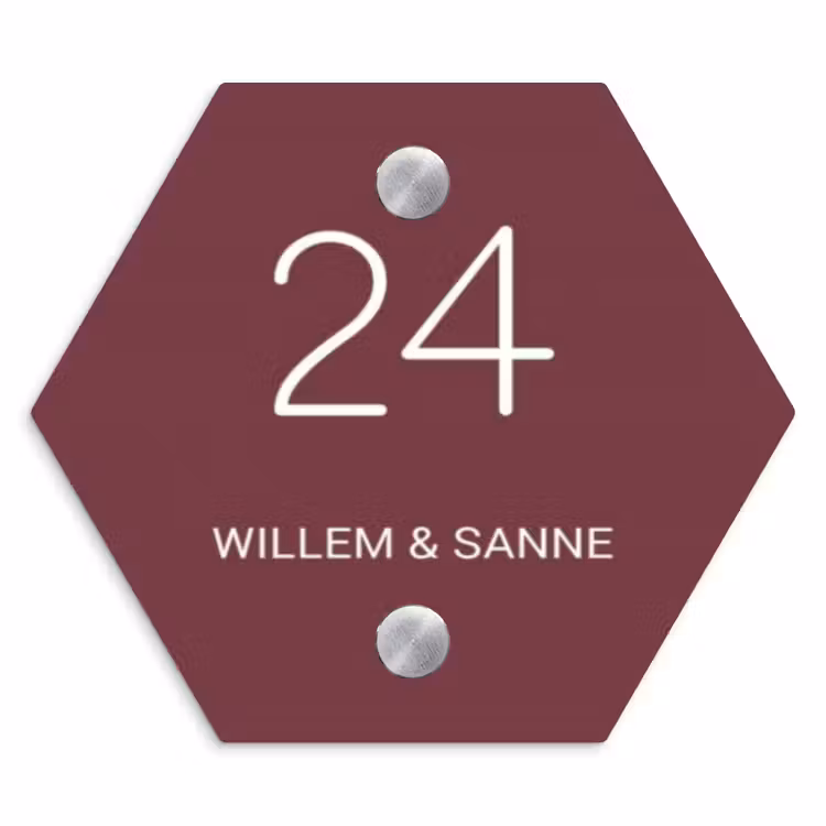 Naambordje voordeur - Hexagon - Bordeauxrood - Klassiek — 1