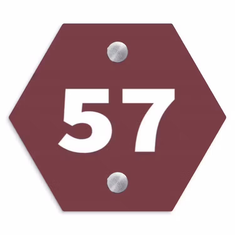 Naambordje voordeur - Hexagon - Bordeauxrood - Traditioneel — 1