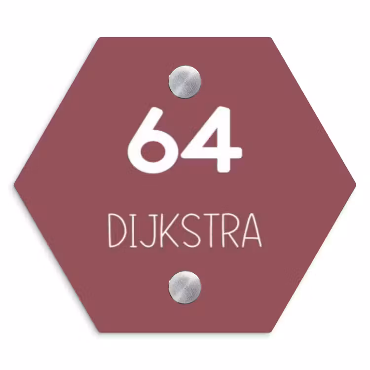Naambordje voordeur - Hexagon - Donker oudroze - Modern — 1